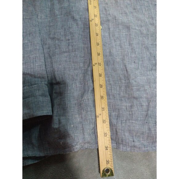 Orvis Shirt Mens XXL 2XL Black White Micro Houndstooth Linen Long Sleeve Casual - Picture 4 of 9